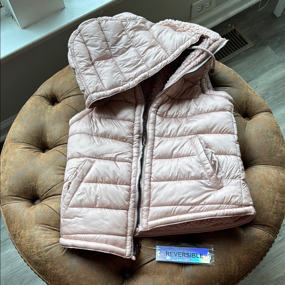 Reversible Pink Juniors Puffer Vest